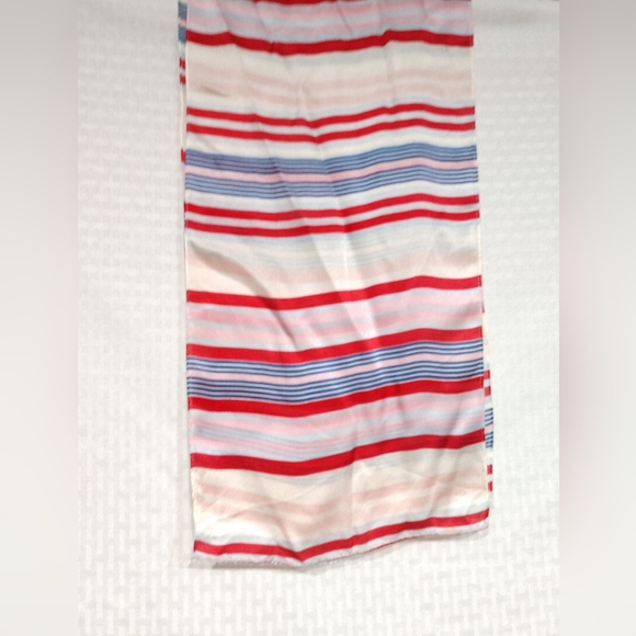 Accessories - Red White Blue Scarf Striped Stripe Narrow Rectangle Fashion Scarf